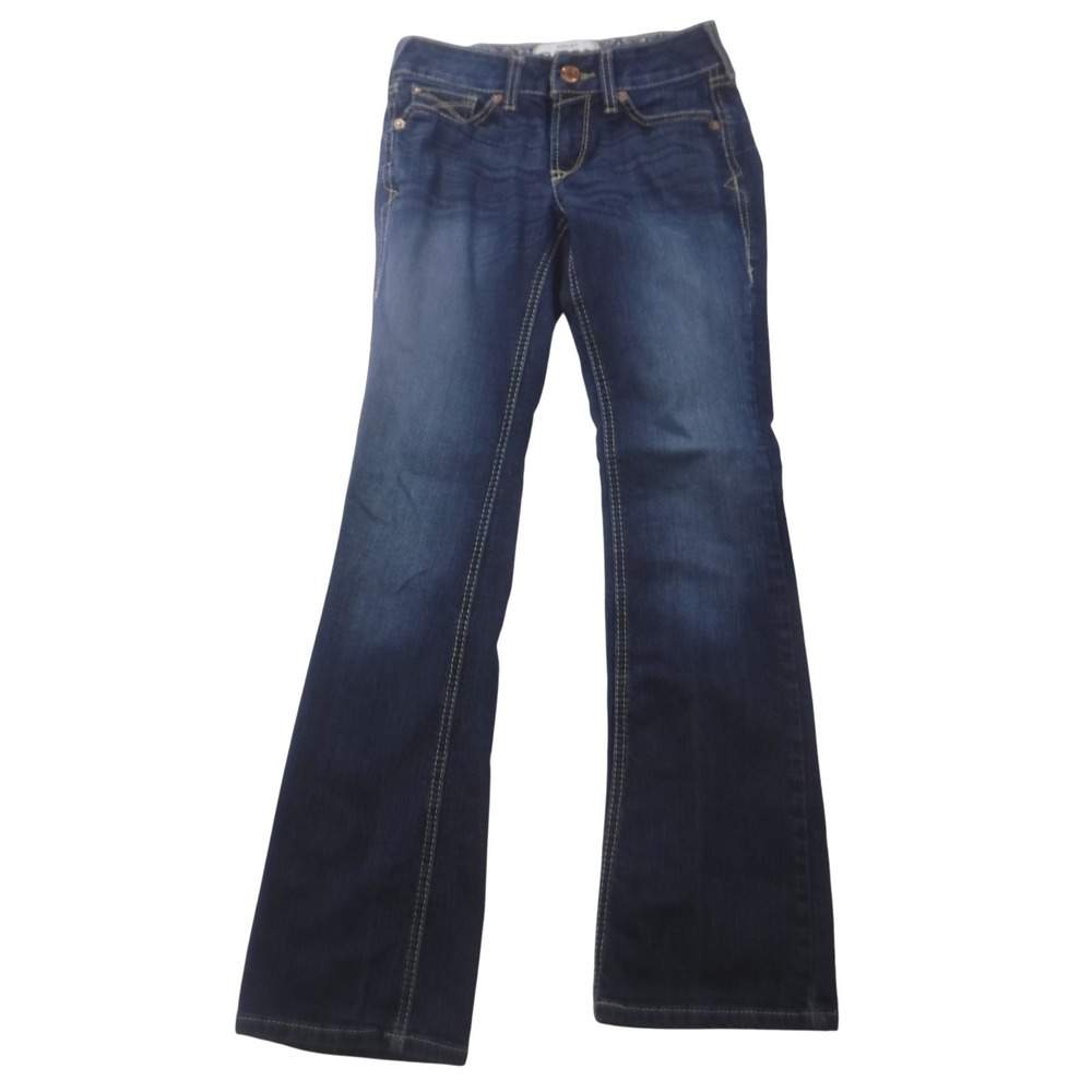 Ariat REAL Denim Mid Rise Bootcut Jeans Dark Wash Womens 25R Stretch Blue